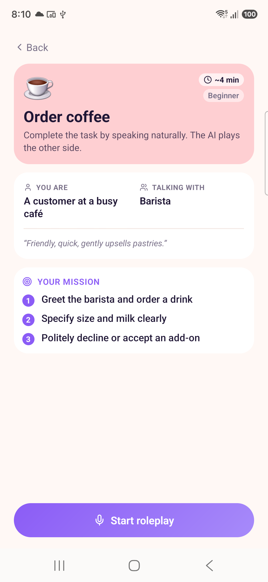 Mimica roleplay scenario