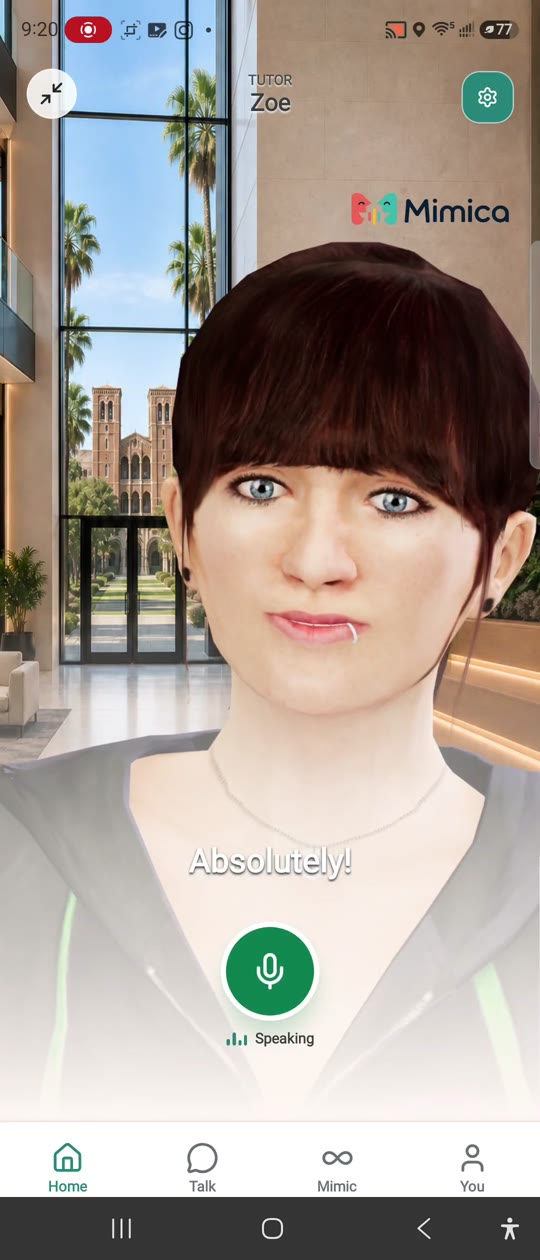 A Mimica avatar during a live conversation